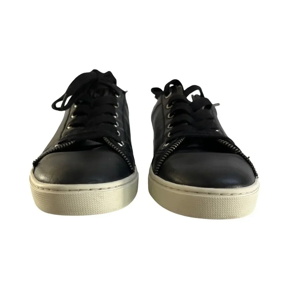 Frye And Co Sindy Moto Low Black Leather Zipper Detail Sneaker Women’s Size 8.5M - Picture 7 of 12